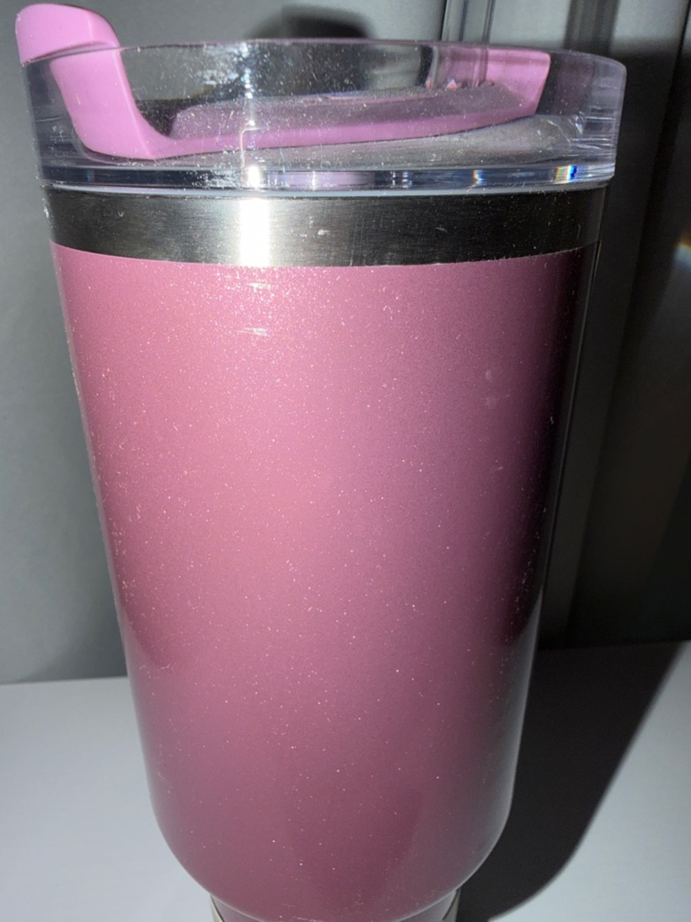 Stanley Quencher Travel Tumbler - Sparkling Berry Pink with Light Pink Handle - Picture 4 of 6